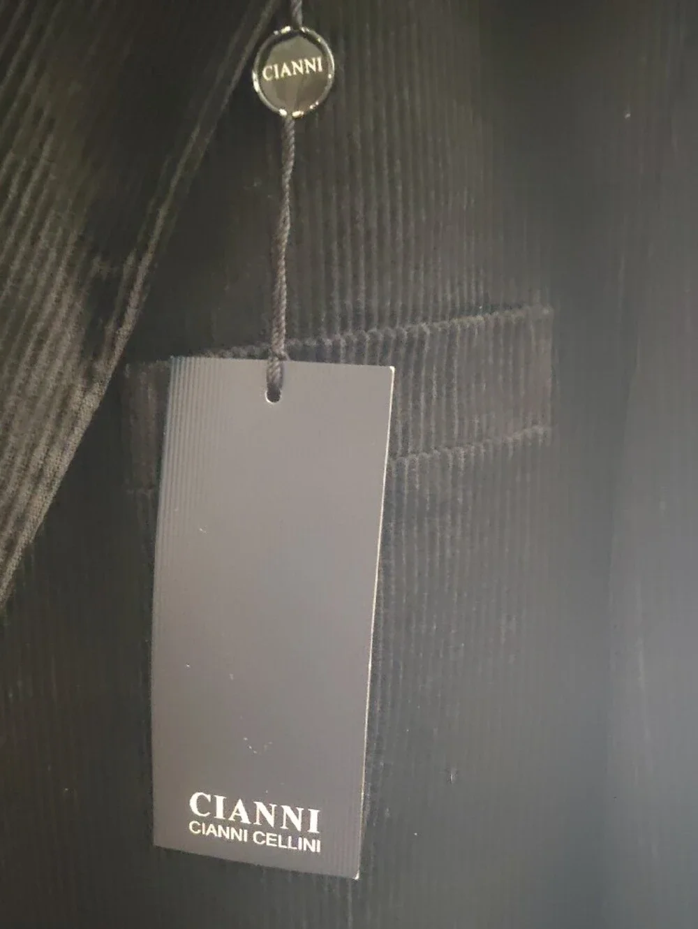 Cianni Cellini Men's Black Cordoroy 2 Button Sport Coat Blazer Size 44R NWT